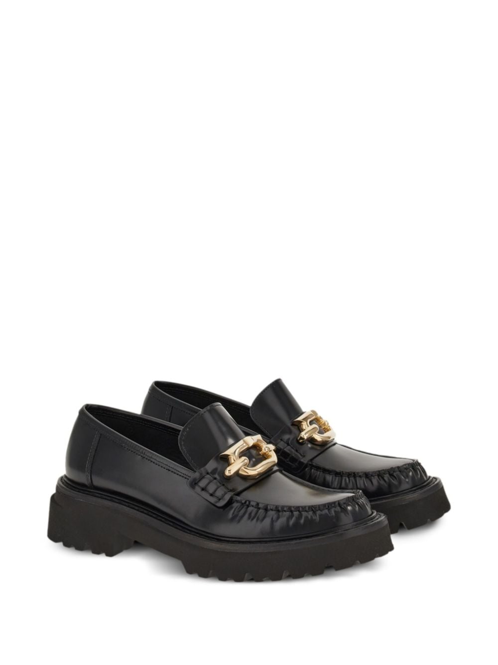 Ferragamo Women's Gancini-Buckle Leather Loafers
