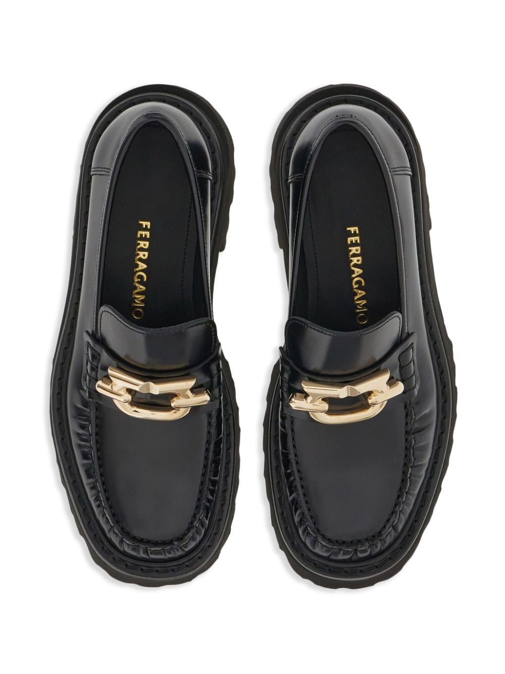 Ferragamo Women's Gancini-Buckle Leather Loafers