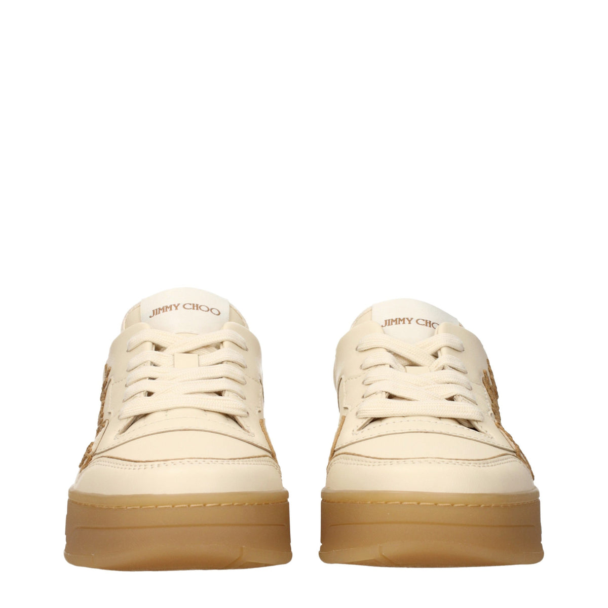 Jimmy Choo Beige Leather Low Top Women's Sneakers