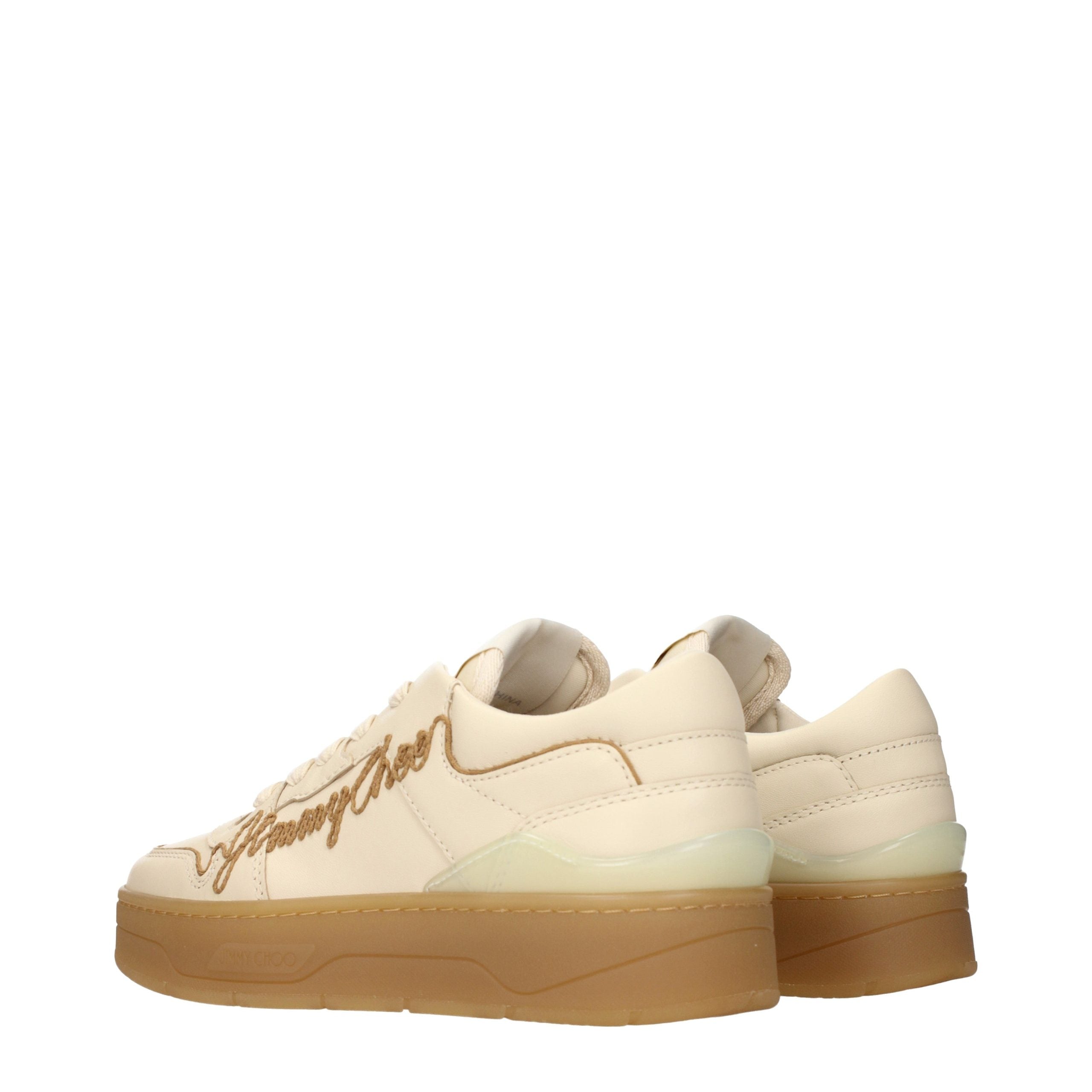 Jimmy Choo Beige Leather Low Top Women's Sneakers