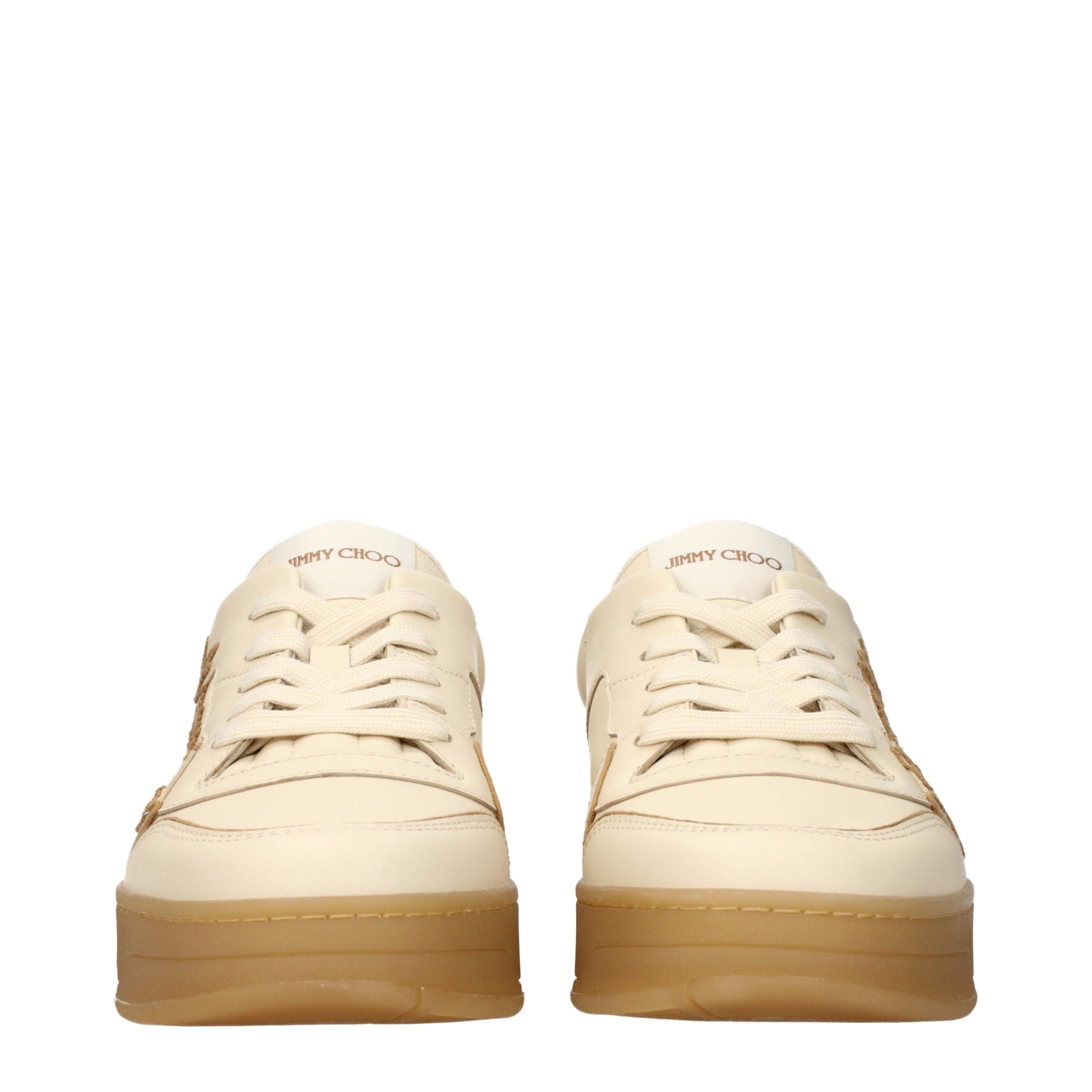 Jimmy Choo Beige Leather Low Top Men's Sneakers