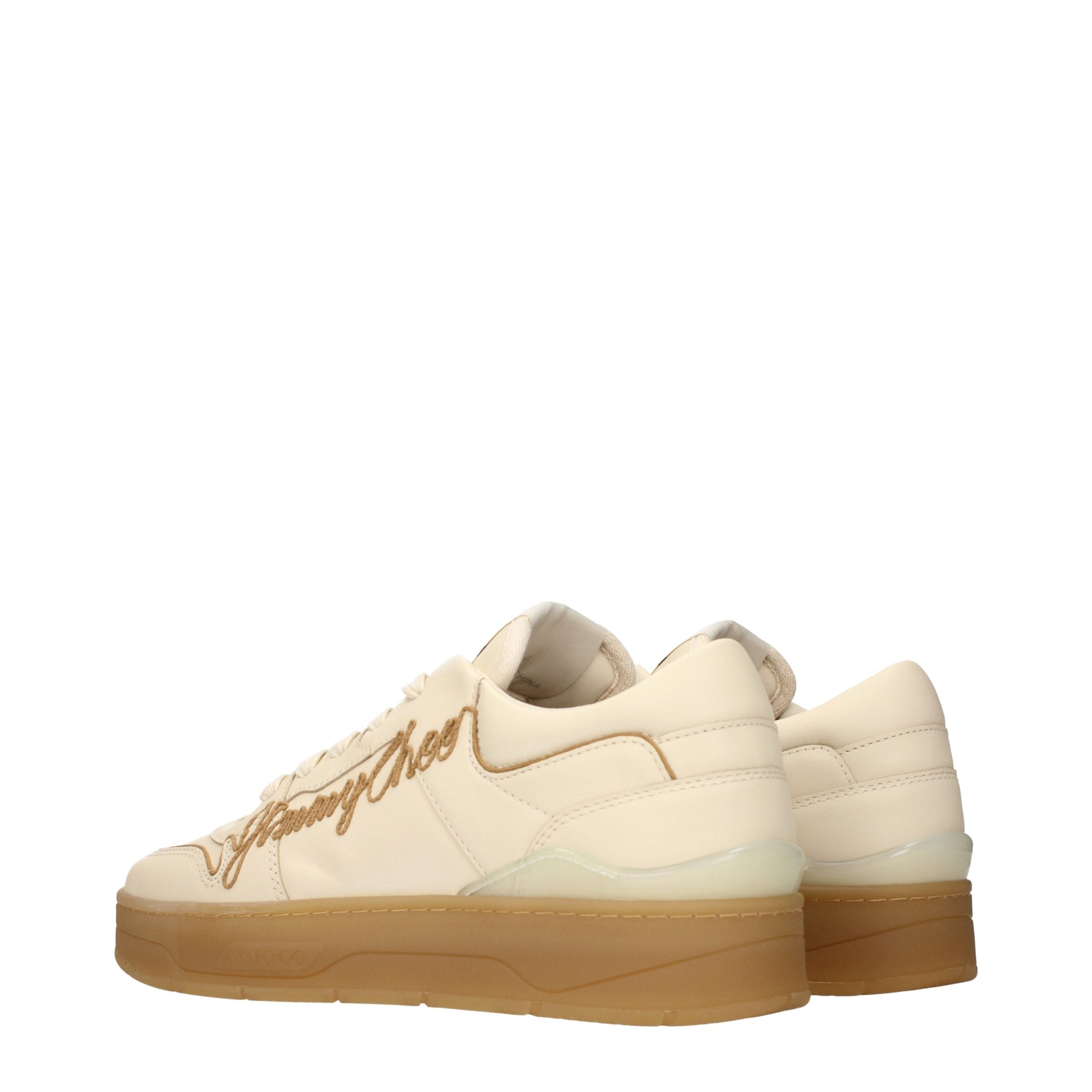 Jimmy Choo Beige Leather Low Top Men's Sneakers