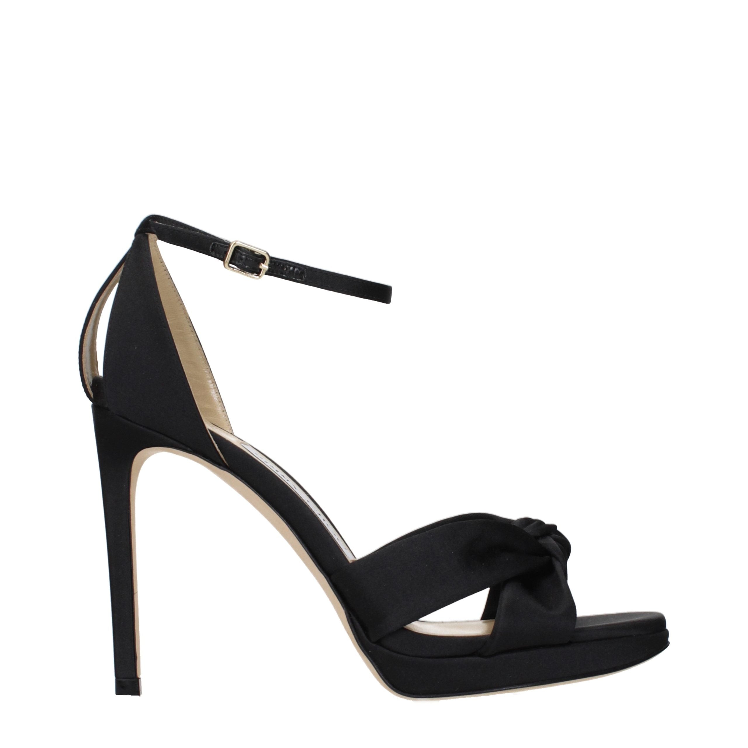 Jimmy Choo Black Satin Platform Women's Sandals