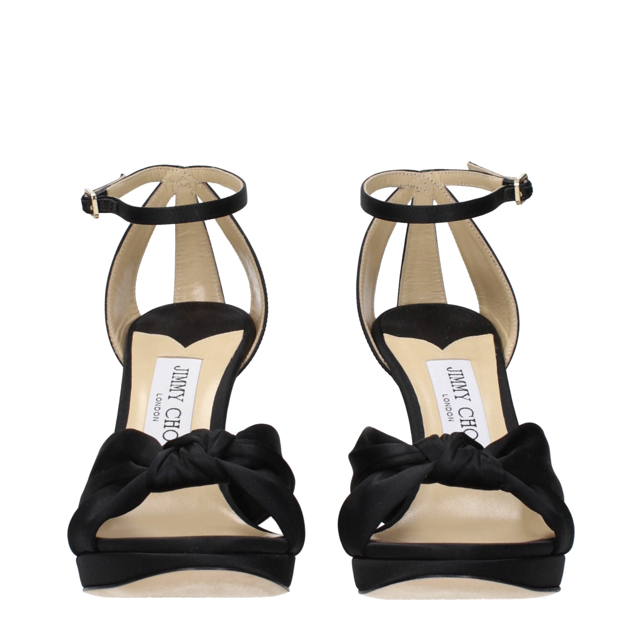 Jimmy Choo Black Satin Platform Women's Sandals