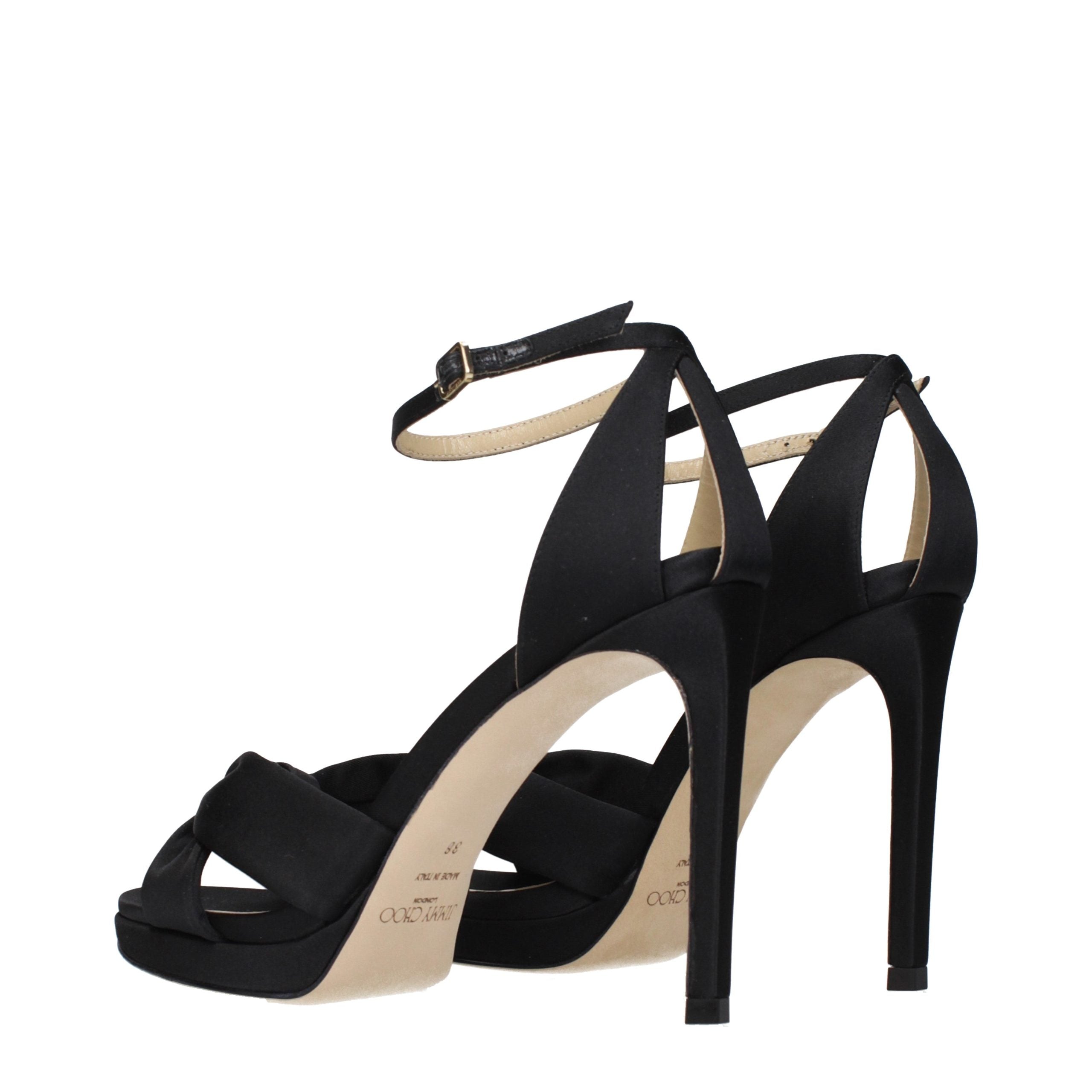 Jimmy Choo Black Satin Platform Women's Sandals