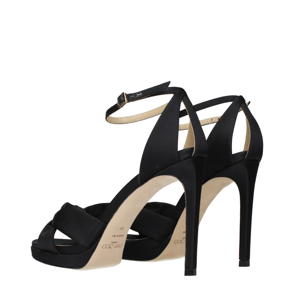Jimmy Choo Black Satin Platform Women's Sandals