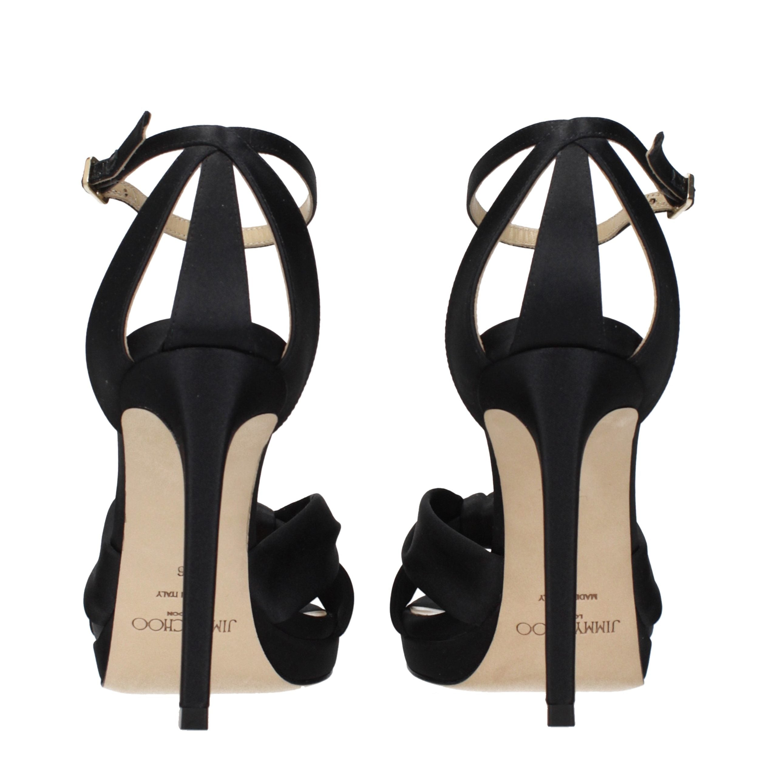 Jimmy Choo Black Satin Platform Women's Sandals