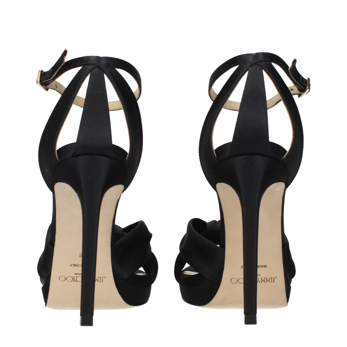 Jimmy Choo Black Satin Platform Women's Sandals