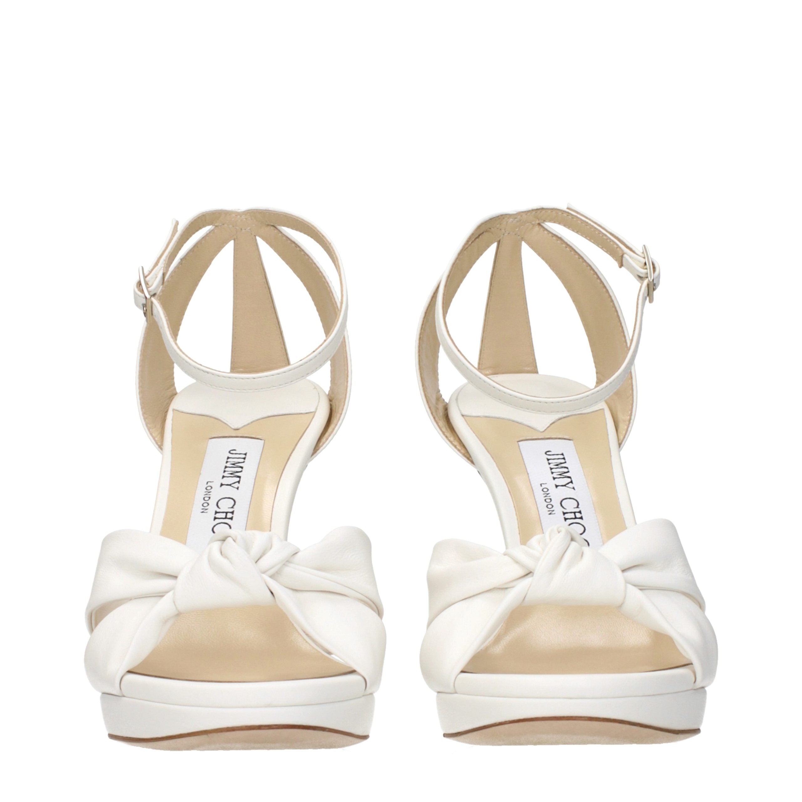Jimmy Choo White Leather Platform Women's Sandals
