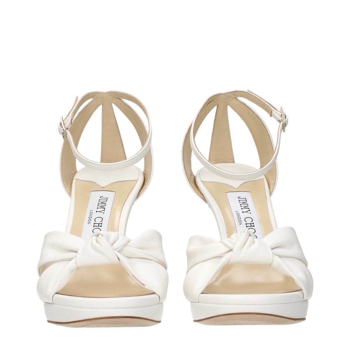 Jimmy Choo White Leather Platform Women's Sandals