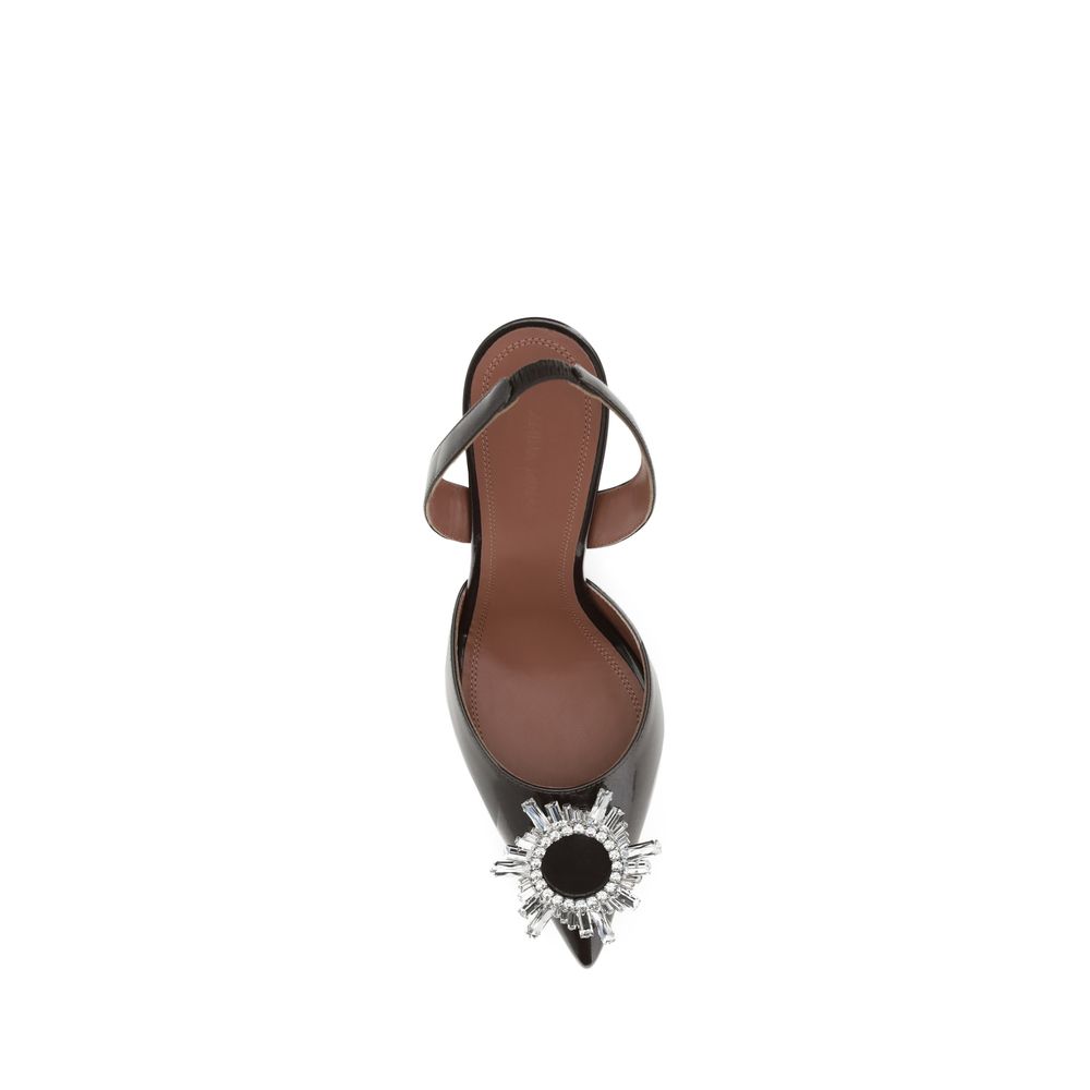 Amina Muaddi Brown Calf Leather Bos Taurus High Heel Women's Pumps