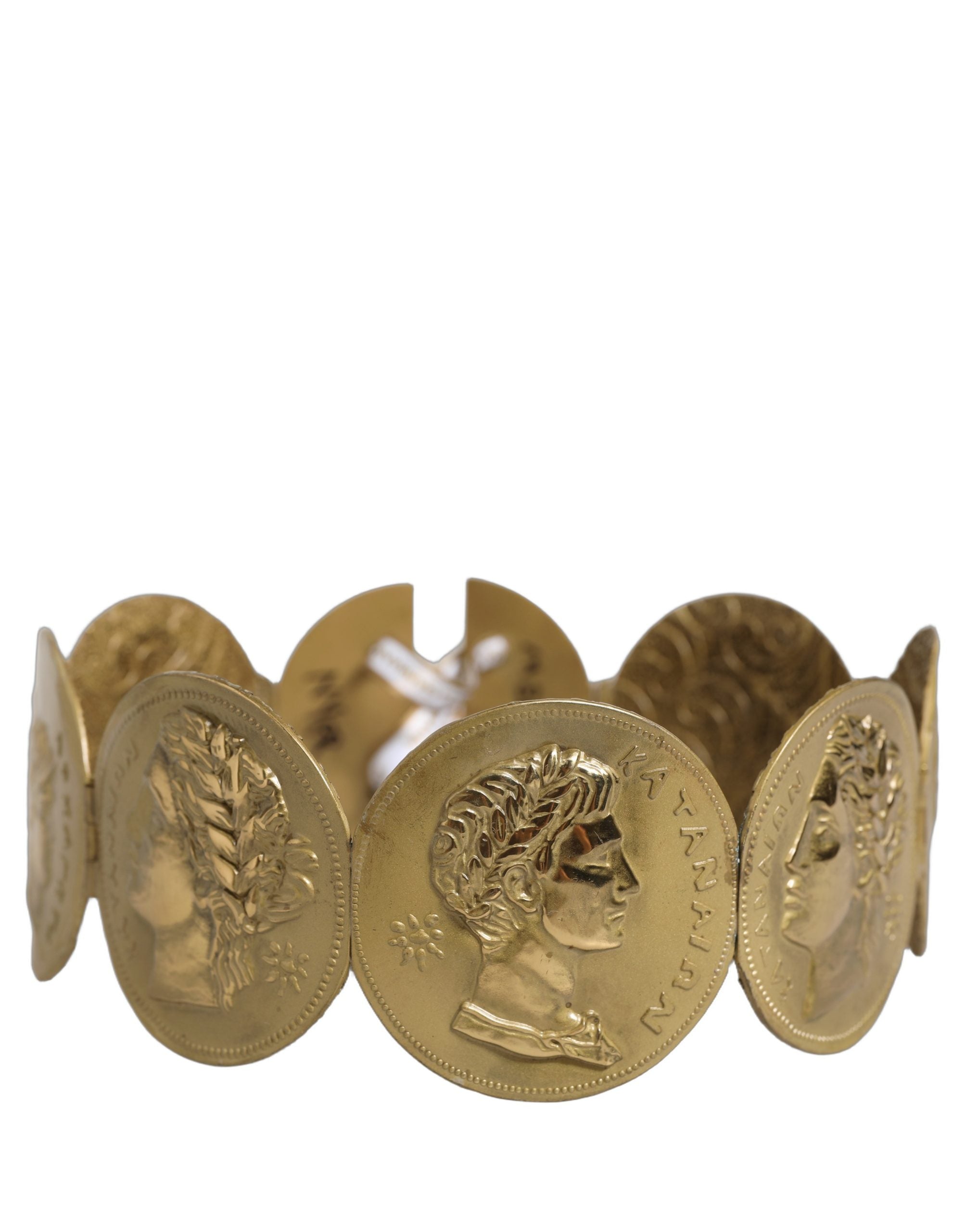 Dolce & Gabbana Gold Tone Brass Coin Metal Waist Cintura Women's Belt