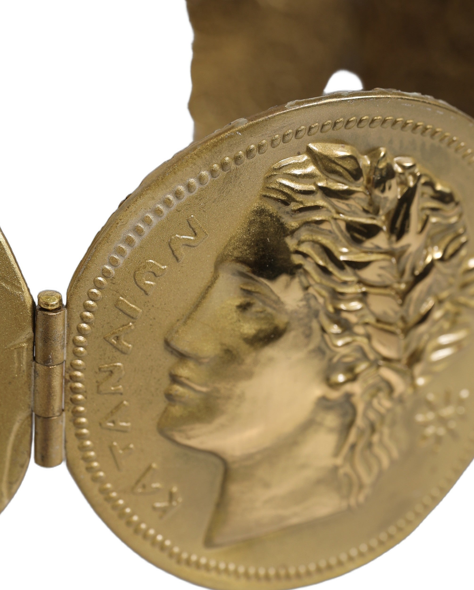 Dolce & Gabbana Gold Tone Brass Coin Metal Waist Cintura Women's Belt