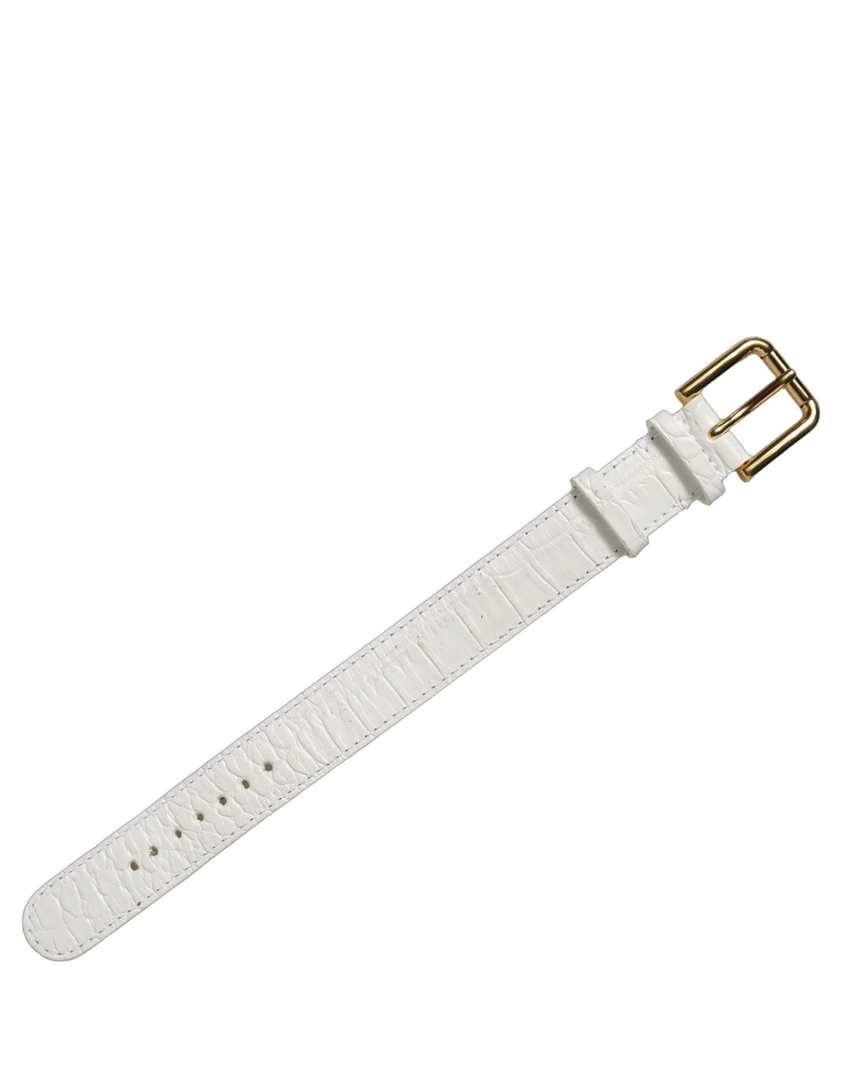 Dolce & Gabbana White Embossed Leather Gold Buckle Belt Strap Women's Bracelet (Pre-Owned)