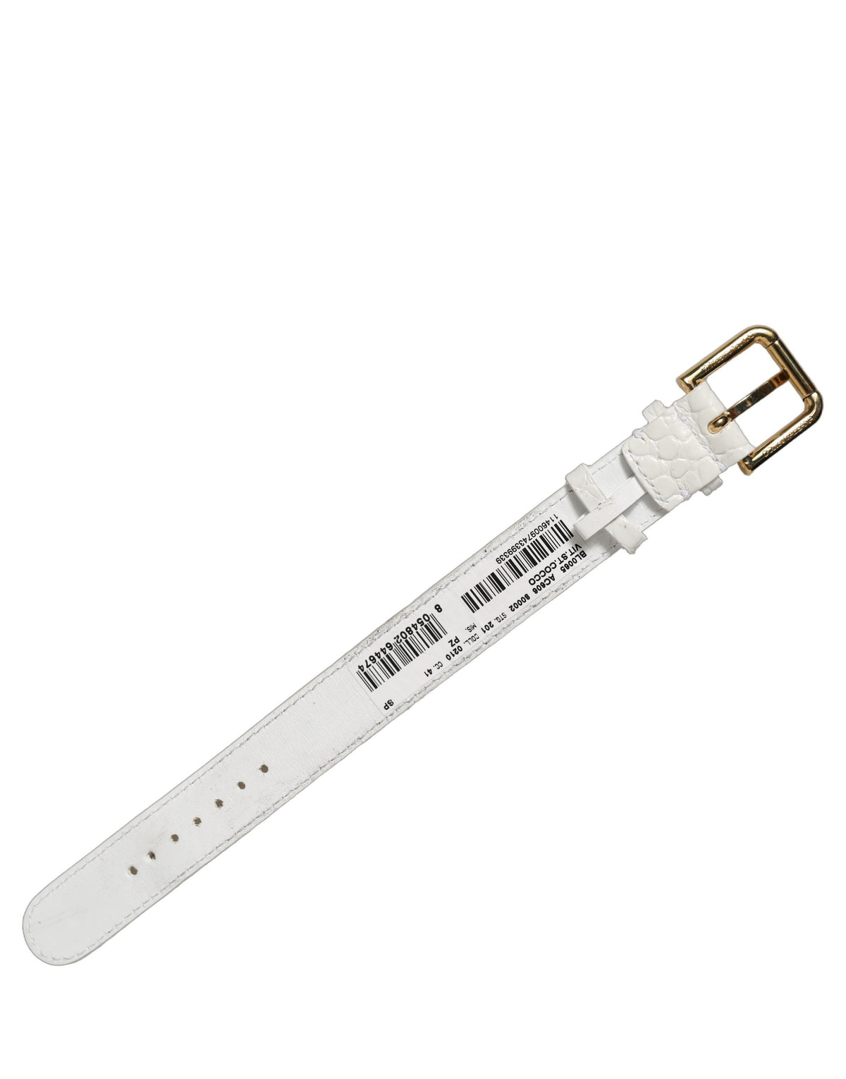 Dolce & Gabbana White Embossed Leather Gold Buckle Belt Strap Women's Bracelet (Pre-Owned)