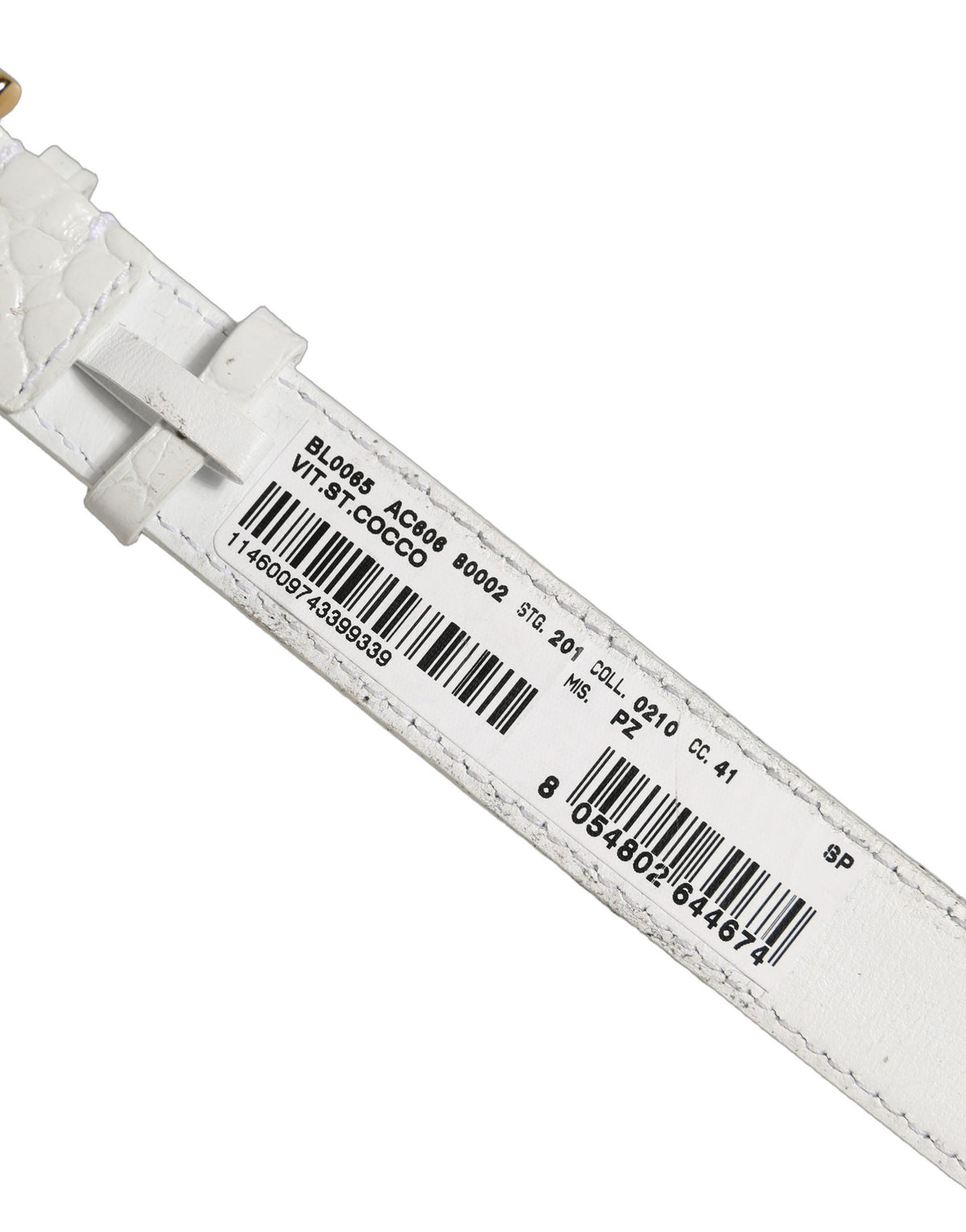 Dolce & Gabbana White Embossed Leather Gold Buckle Belt Strap Women's Bracelet (Pre-Owned)