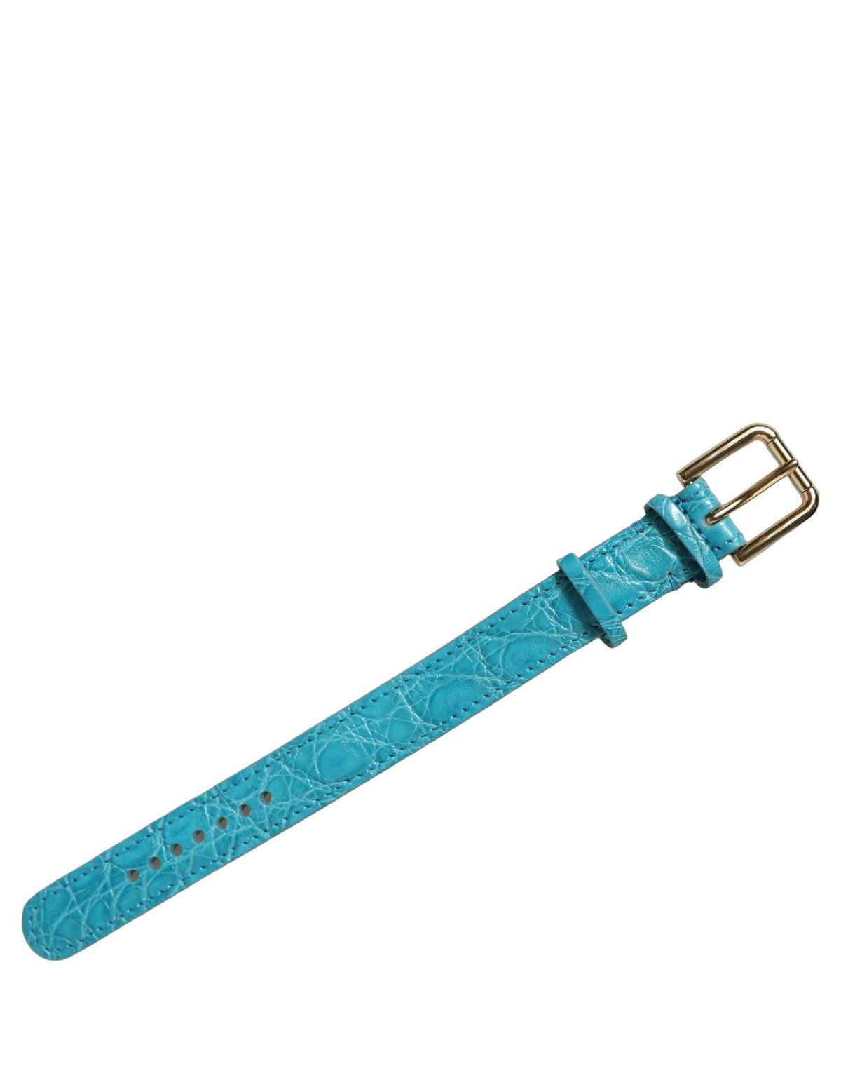 Dolce & Gabbana Turquoise Texture Leather Gold Buckle Belt Strap Women's Bracelet