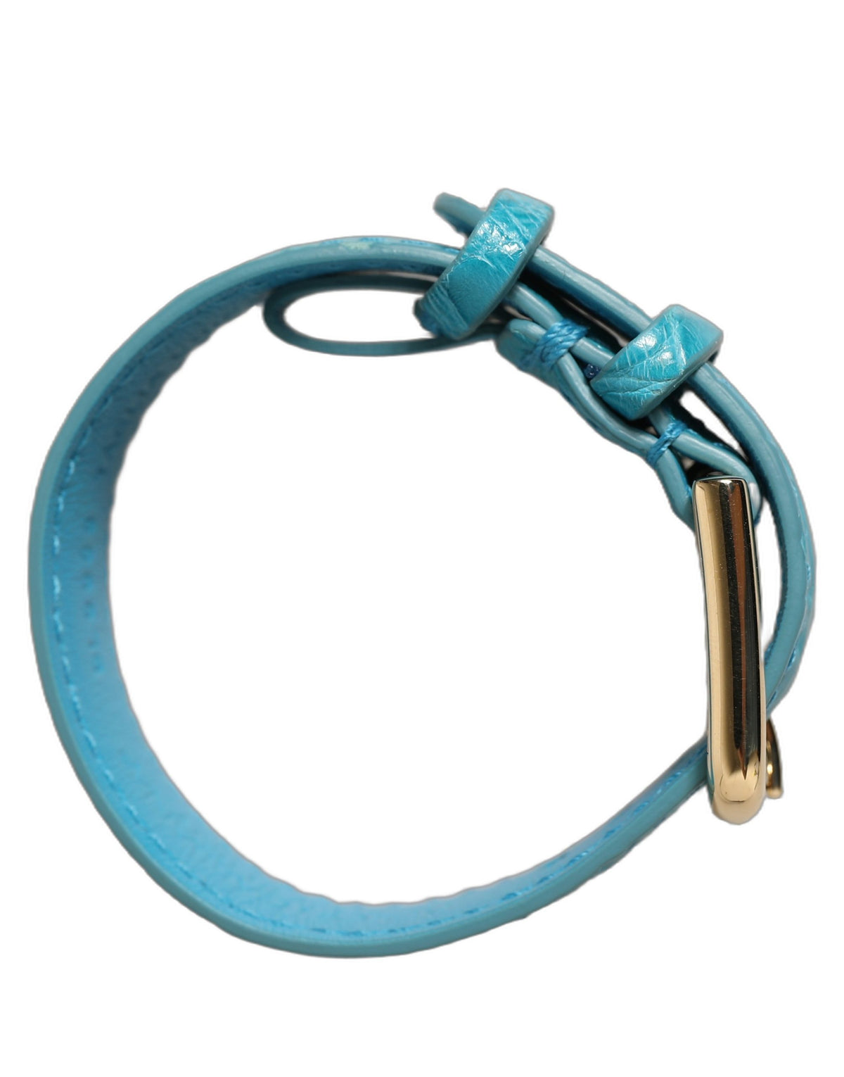 Dolce & Gabbana Turquoise Texture Leather Gold Buckle Belt Strap Women's Bracelet