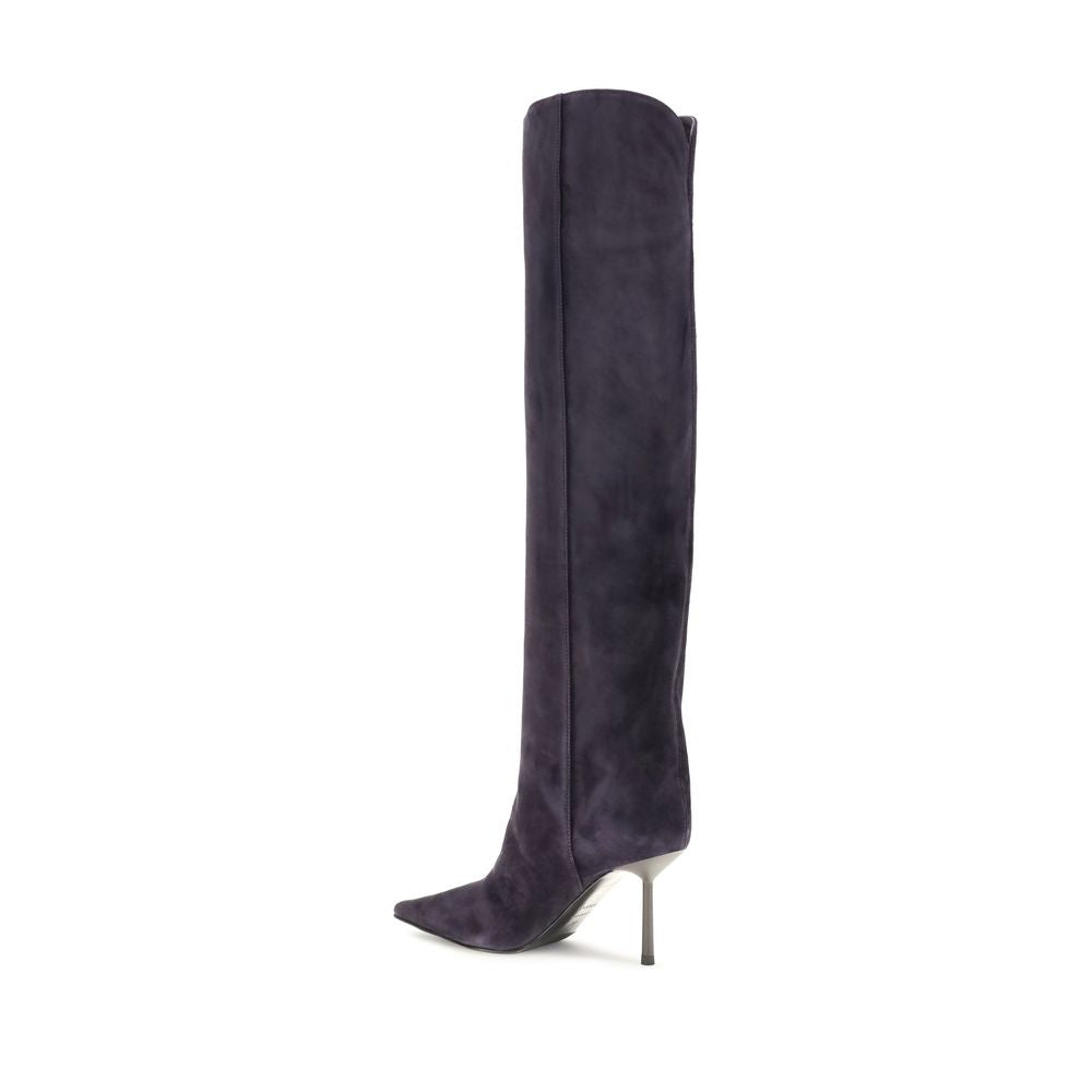 LE SILLA Blue Calf Leather Bos Taurus Over The Women's Knee