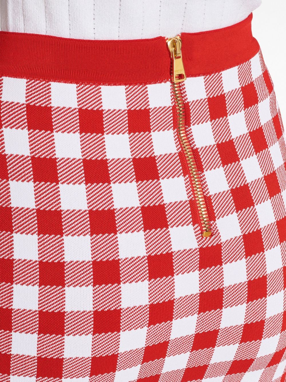 Balmain Women's Gingham Fine-Knit Miniskirt