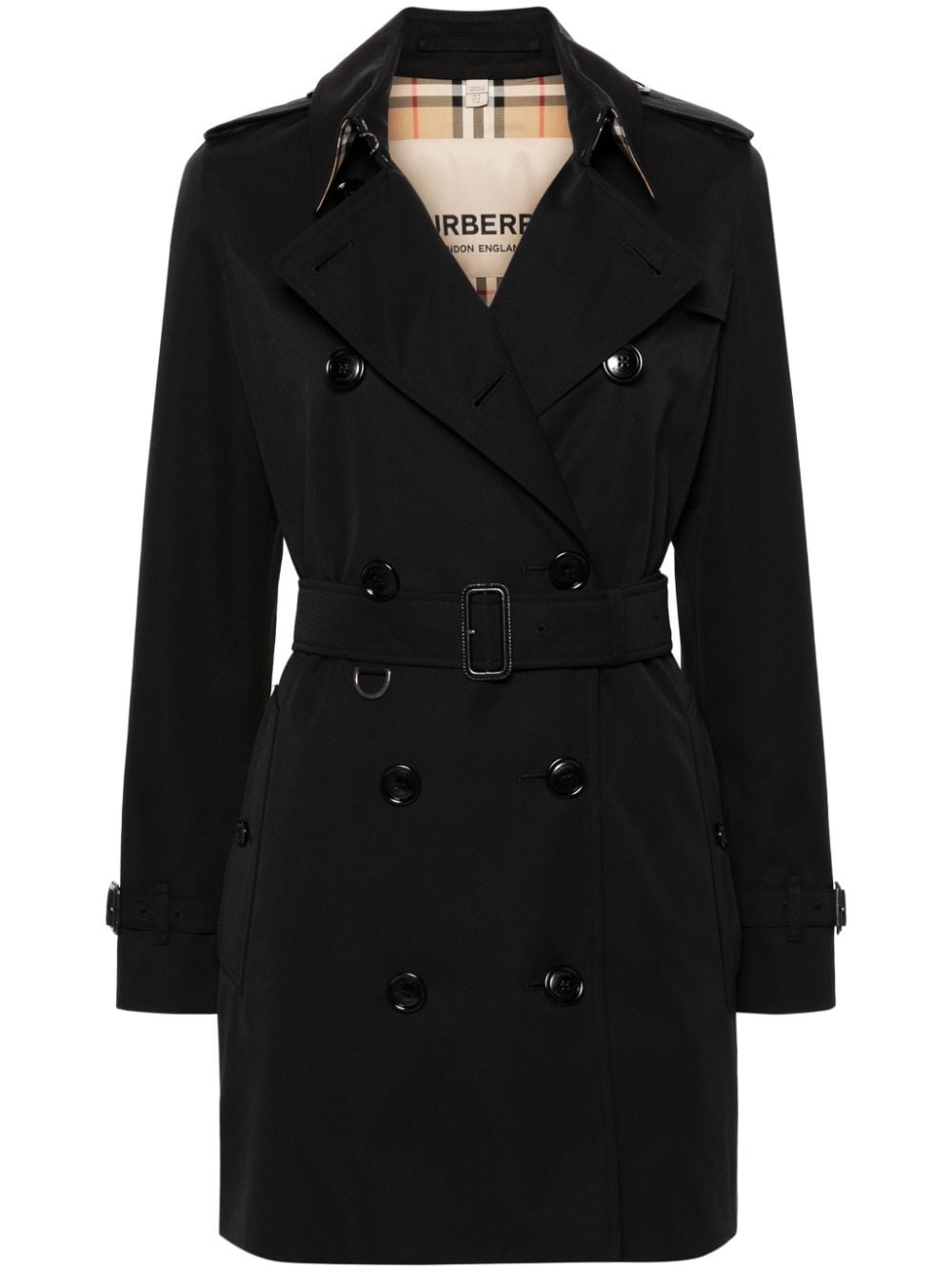 Burberry Women's Vintage Check-Pattern Lining Mid-Length Kensington Cotton Trench Coat