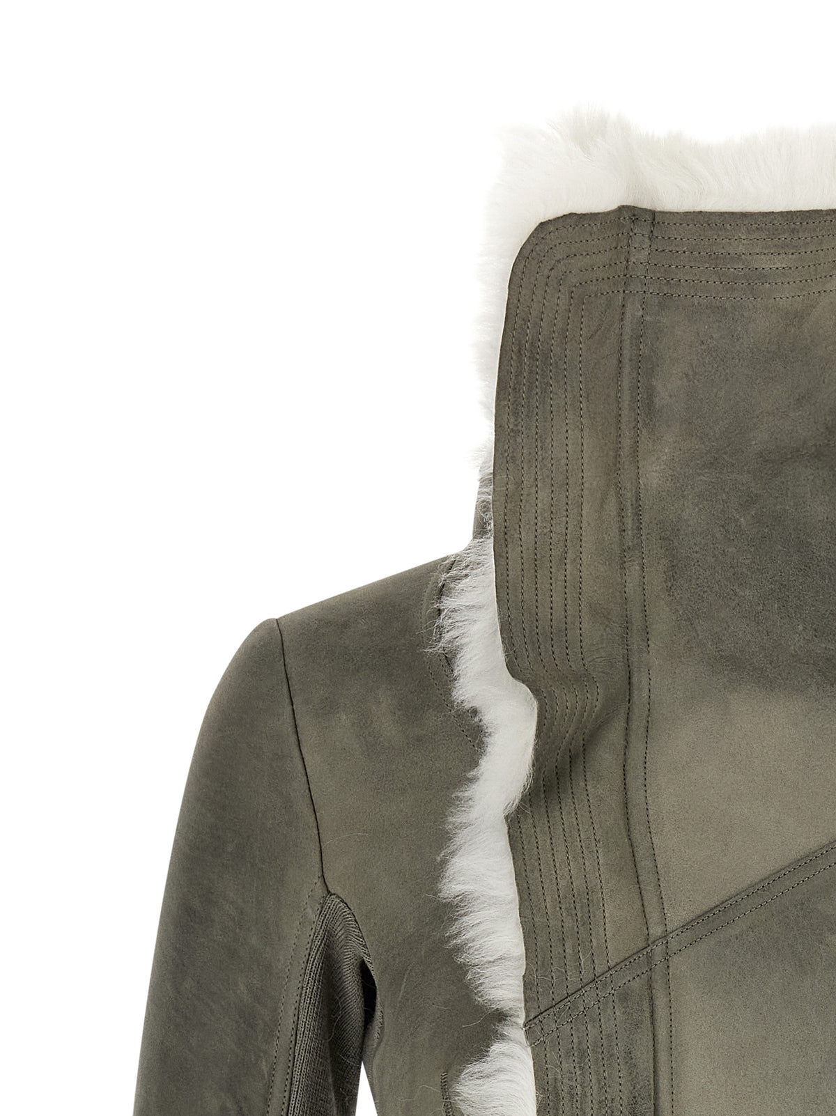 Rick Owens Gray Lamb Fur Leather Women's Jacket