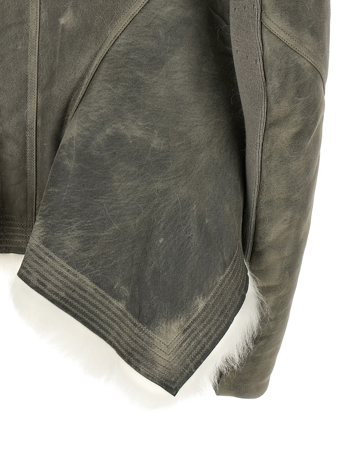 Rick Owens Gray Lamb Fur Leather Women's Jacket