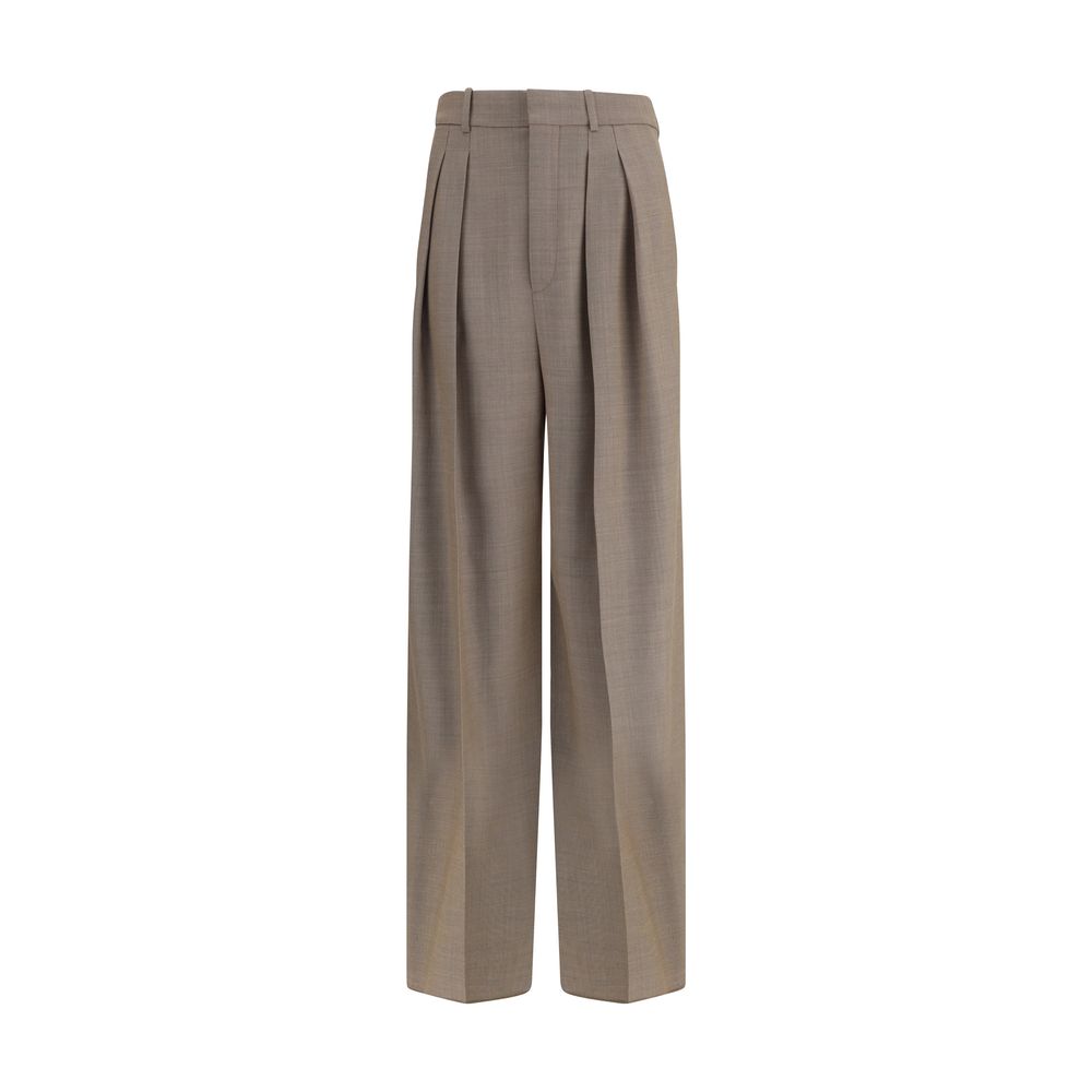 Saint Laurent Beige Wool Oves Aries Casual Women's Pants