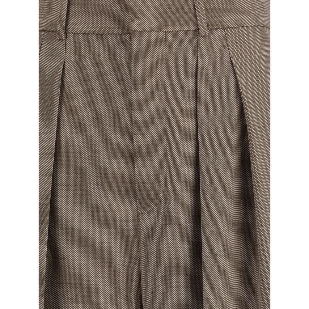 Saint Laurent Beige Wool Oves Aries Casual Women's Pants