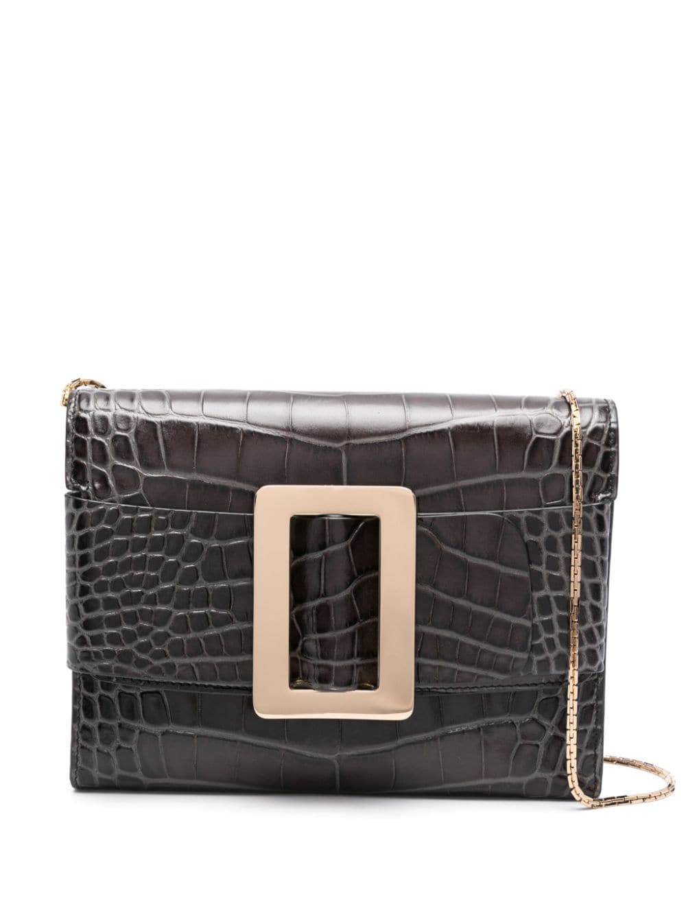 Boyy Women's Buckle Travel Case Croco Embossed Leather Clutch Bag