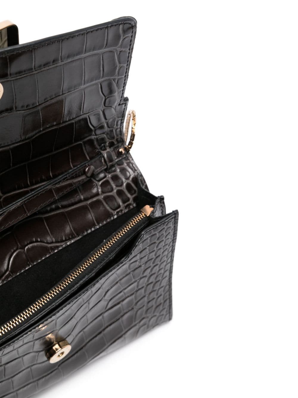 Boyy Women's Buckle Travel Case Croco Embossed Leather Clutch Bag