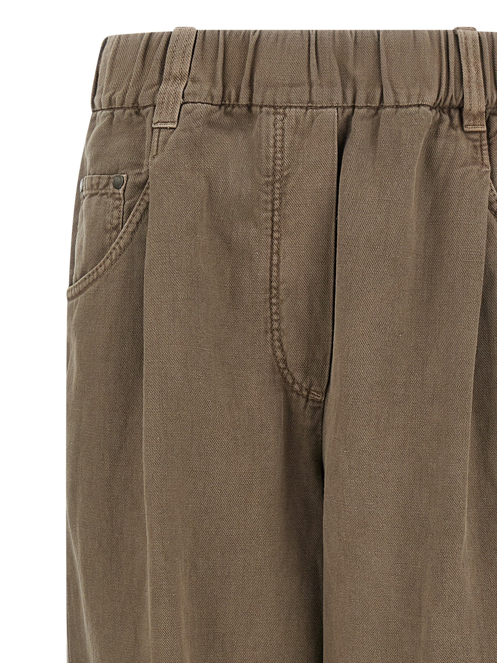 Brunello Cucinelli Brown Cotton Casual Women's Pants