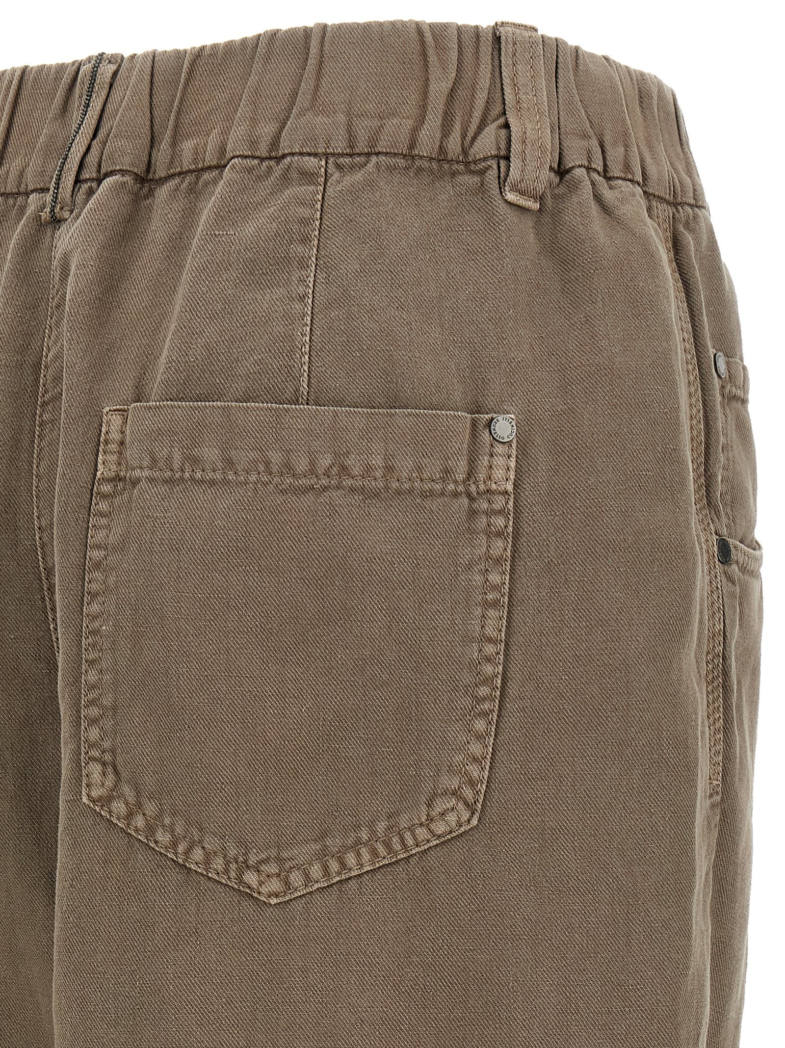 Brunello Cucinelli Brown Cotton Casual Women's Pants