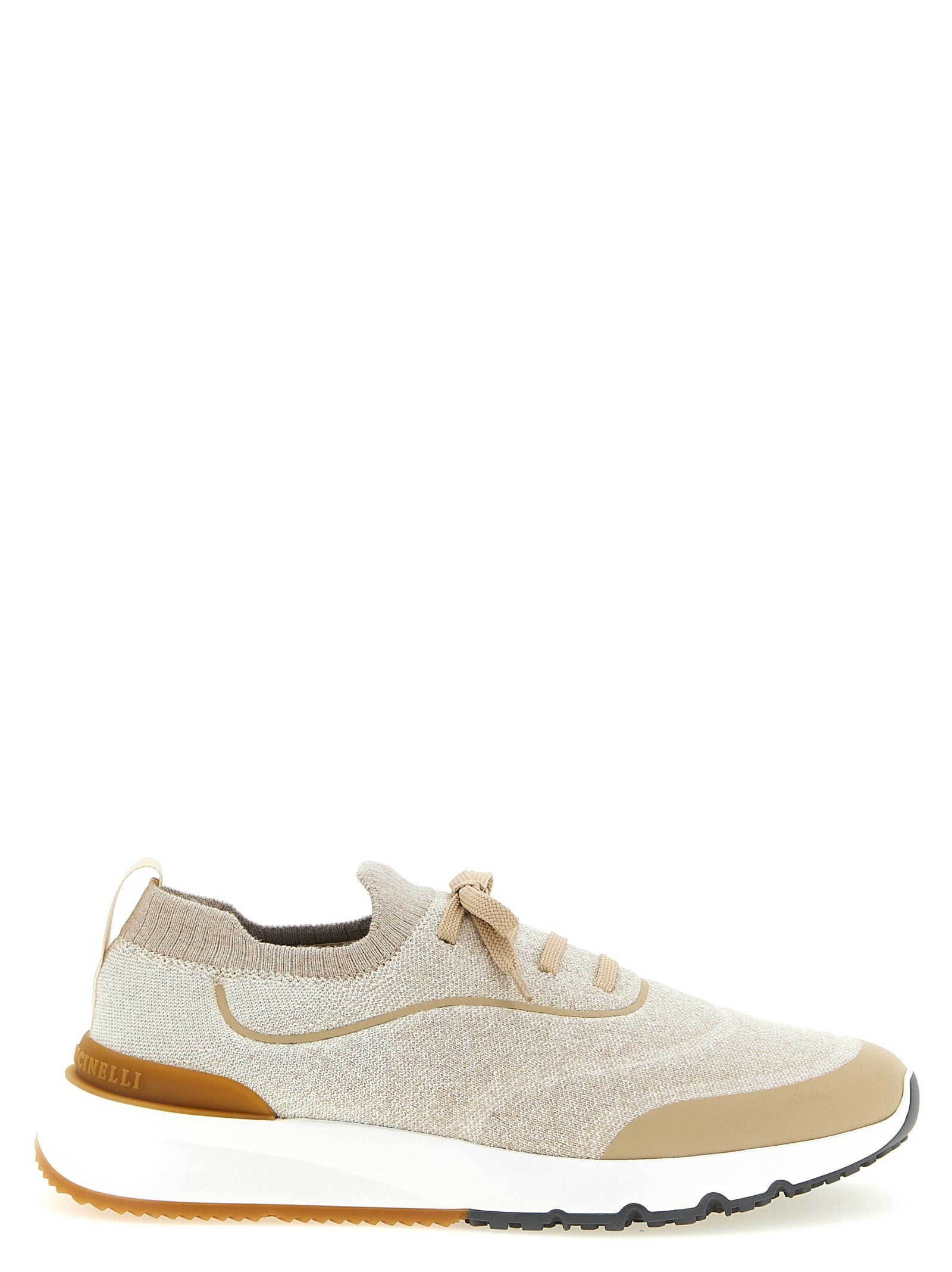 Brunello Cucinelli Beige Cotton Athletic Men's Sneakers