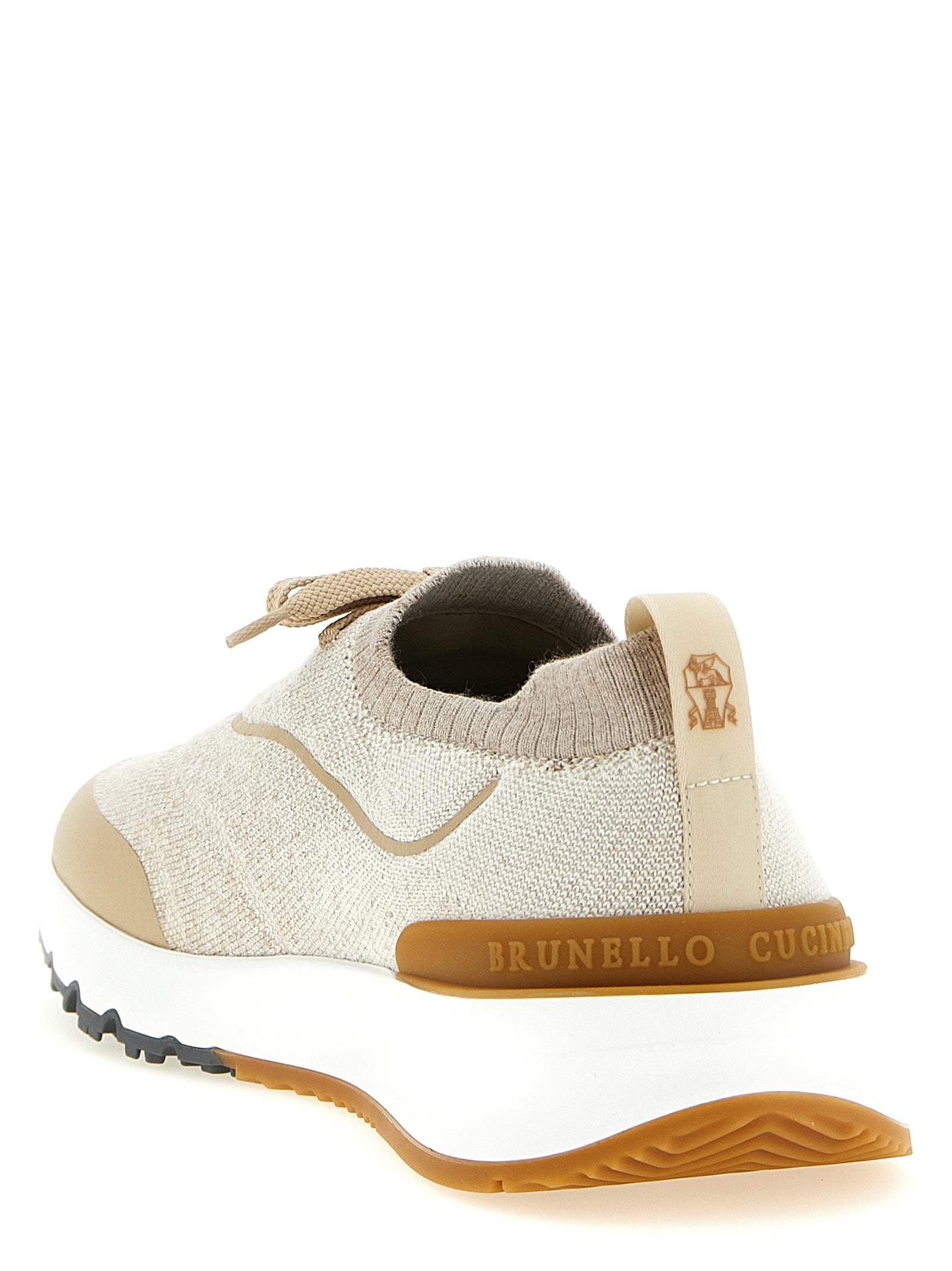 Brunello Cucinelli Beige Cotton Athletic Men's Sneakers