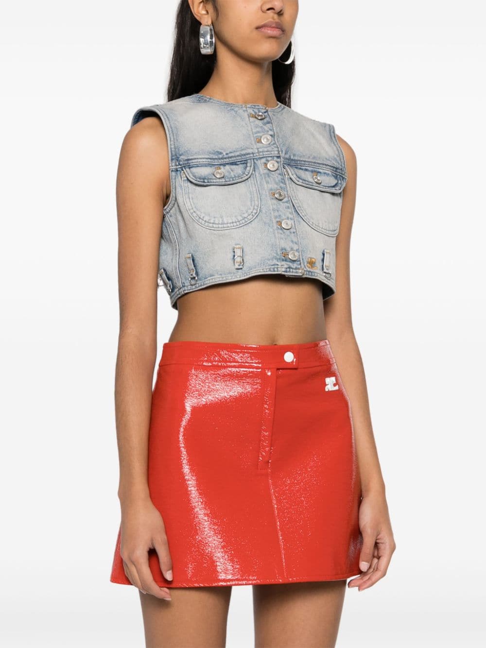 Courreges Pre Women's Denim Cropped Vest