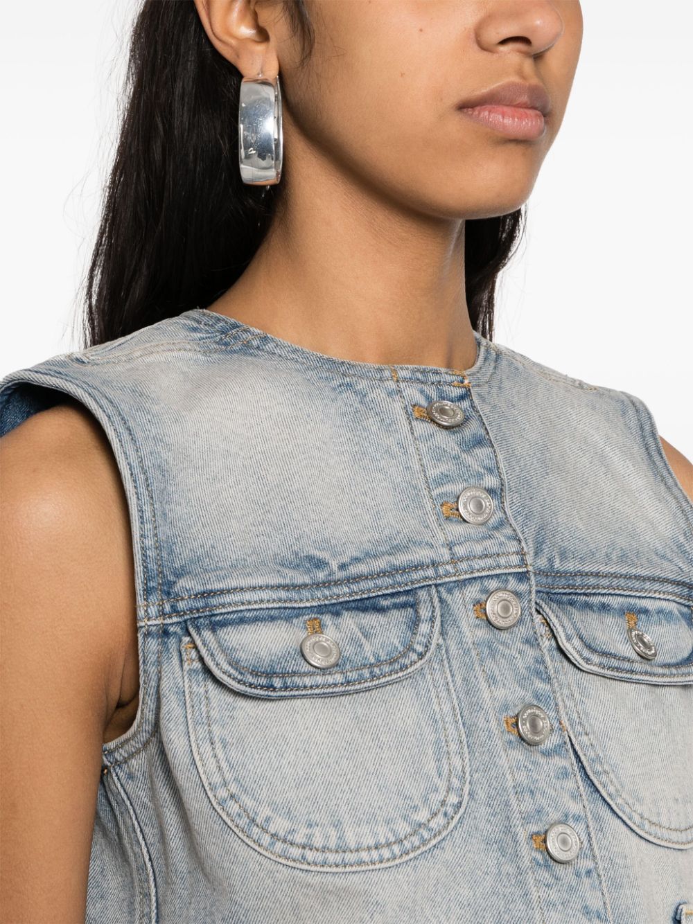 Courreges Pre Women's Denim Cropped Vest