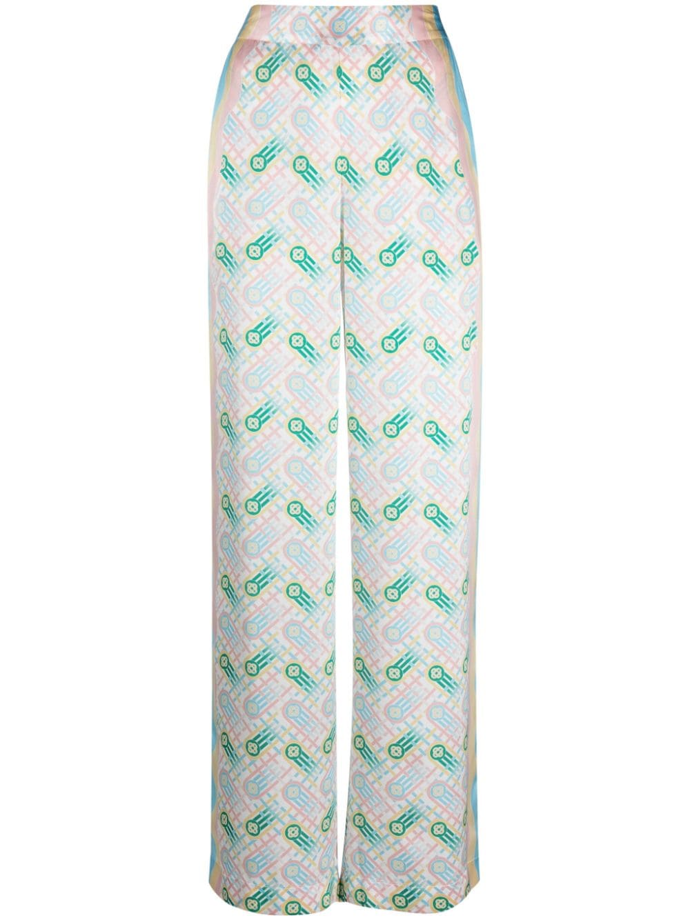 Casablanca Women's Printed Silk Straight Leg Trousers