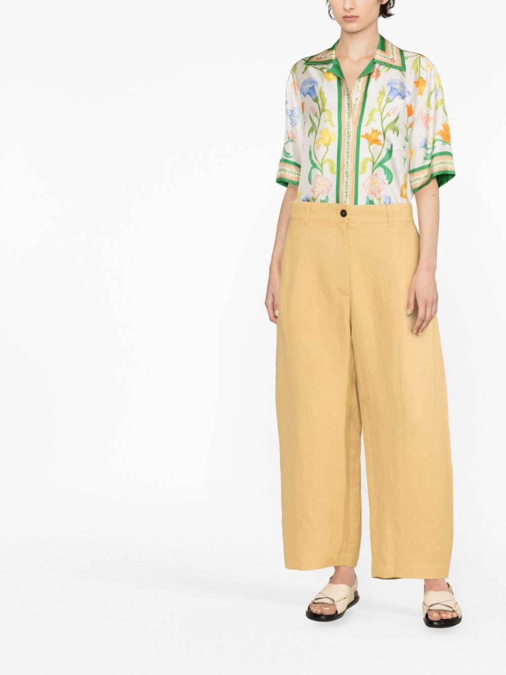 Studio Nicholson Pre Women's Conscious Criteria Page Wide Leg Cropped Cotton Trousers