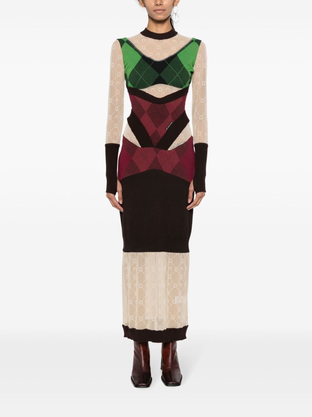 Marine Serre Women's Regenerated Lozenge-Knit Midi Dress