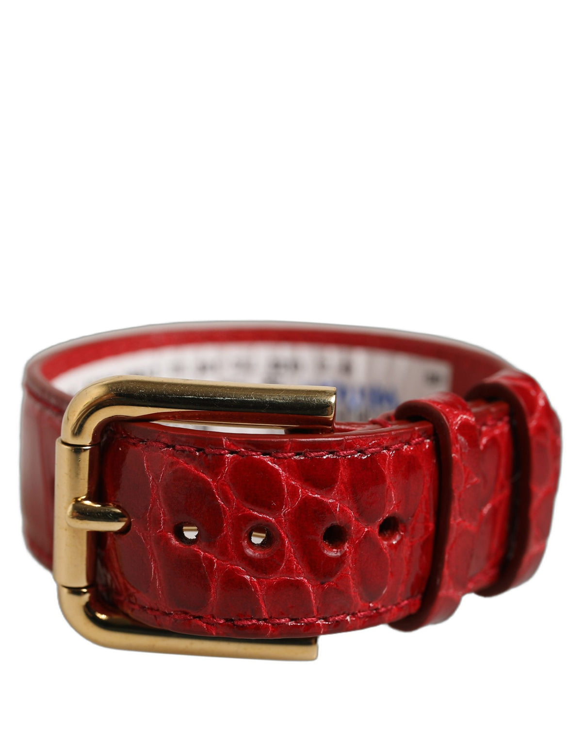 Dolce & Gabbana Red Embossed Leather Gold Buckle Belt Strap Women's Bracelet (Pre-Owned)