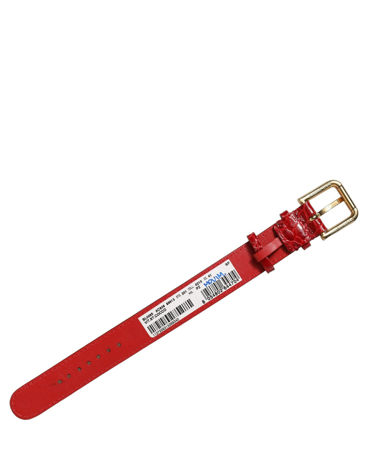 Dolce & Gabbana Red Embossed Leather Gold Buckle Belt Strap Women's Bracelet (Pre-Owned)