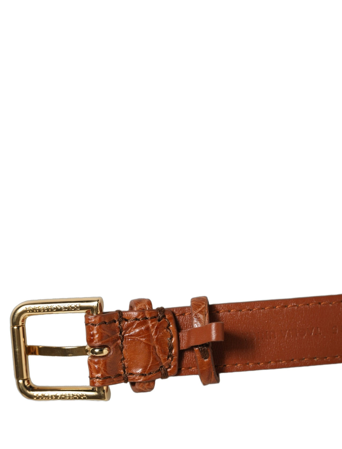 Dolce & Gabbana Brown Textured Leather Gold Buckle Belt Strap Women's Bracelet