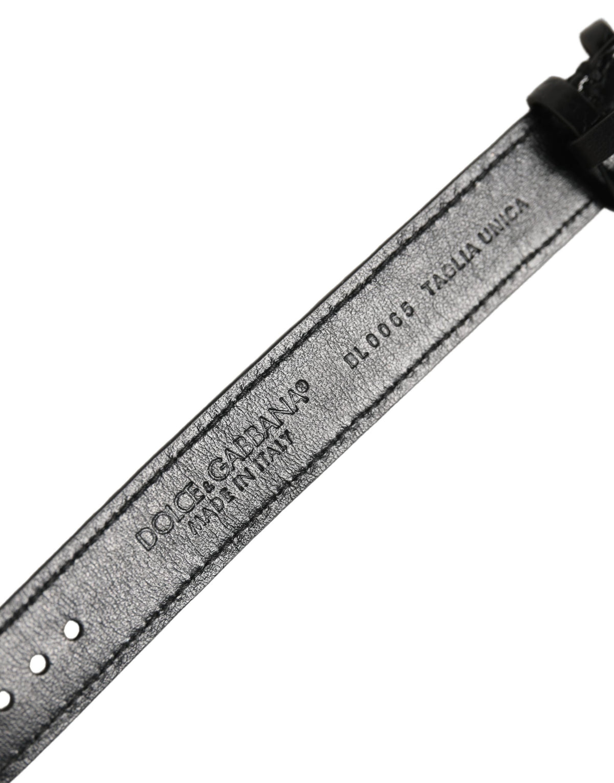 Dolce & Gabbana Black Textured Leather Gold Buckle Belt Strap Women's Bracelet