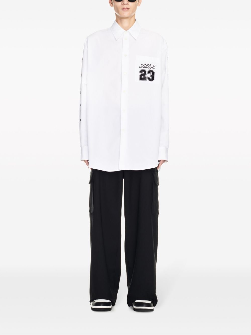 Off White Men's Shirt With Embroidery