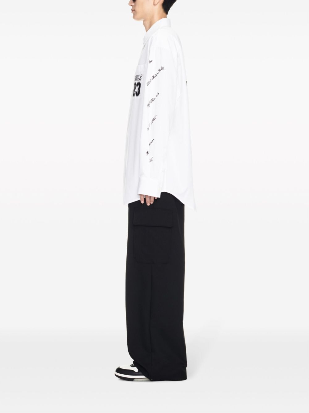 Off White Men's Shirt With Embroidery