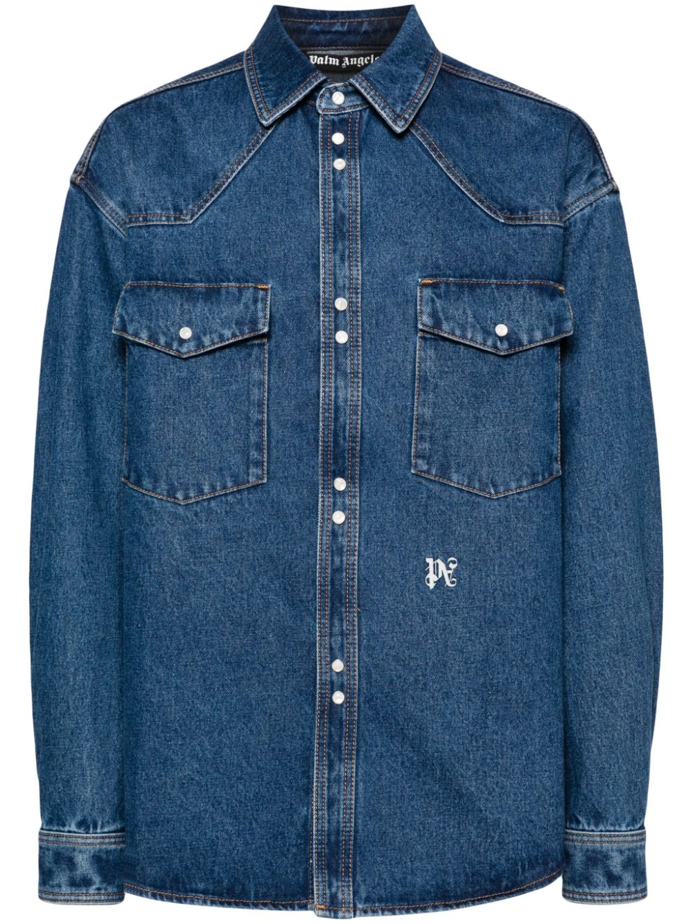 Palm Angels Men's Monogram Denim Shirt