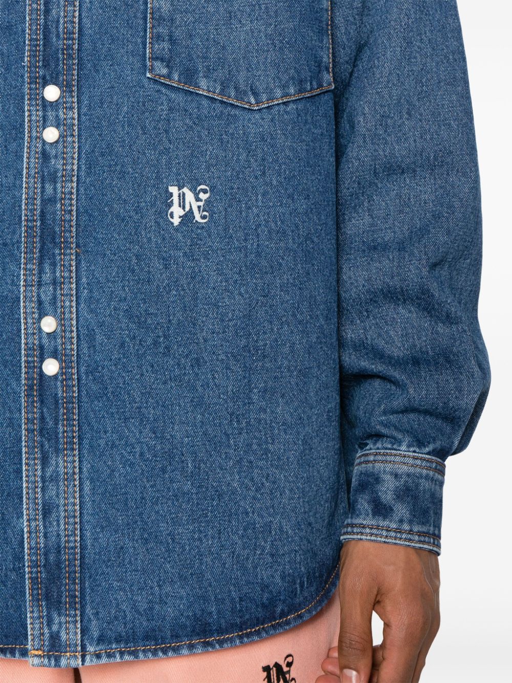 Palm Angels Men's Monogram Denim Shirt