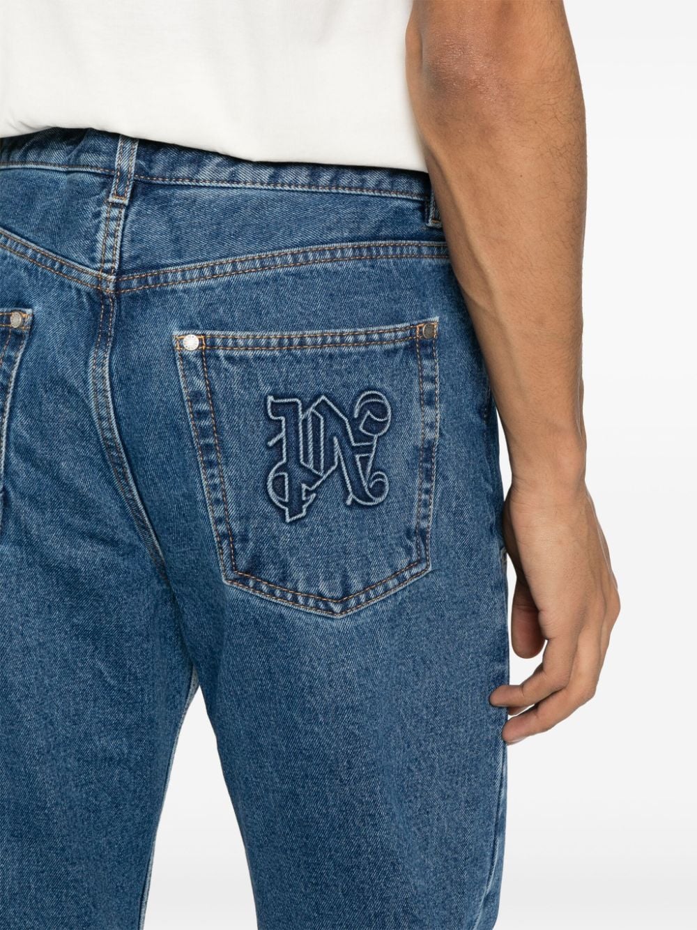 Palm Angels Men's Monogram Denim Jeans