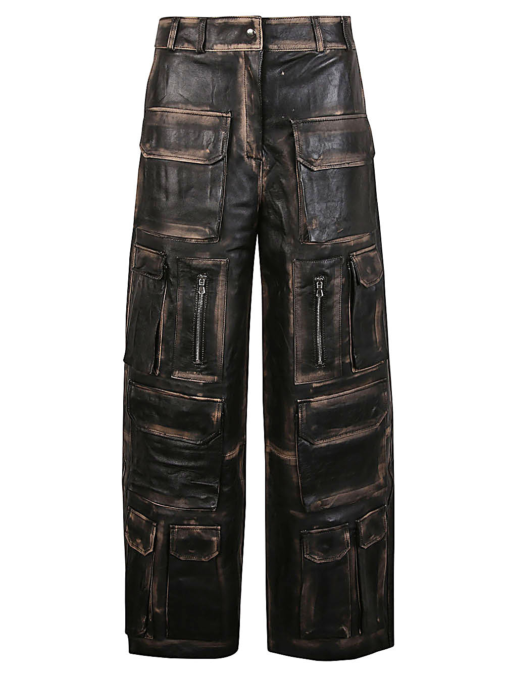 Fermas.Club Women's Leather Cargo Trousers